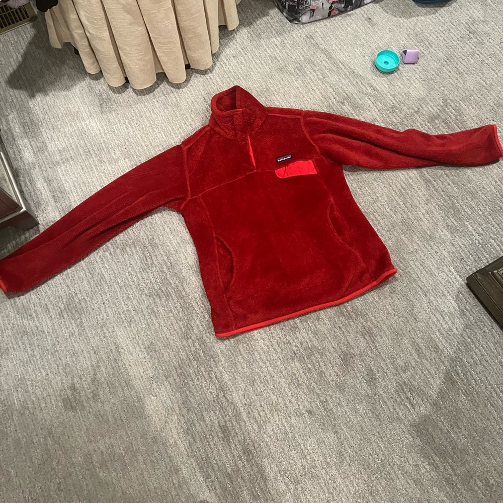 Patagonia Womens Retool 1/4 Snap Pullover Polartec Fleece Size Small Red.